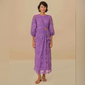 Farm Rio Lilac Lace Midi Dress NWT